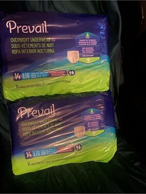 2 Prevail Large Overnight Underwear Max Gel Technology Breathable Odor Guard